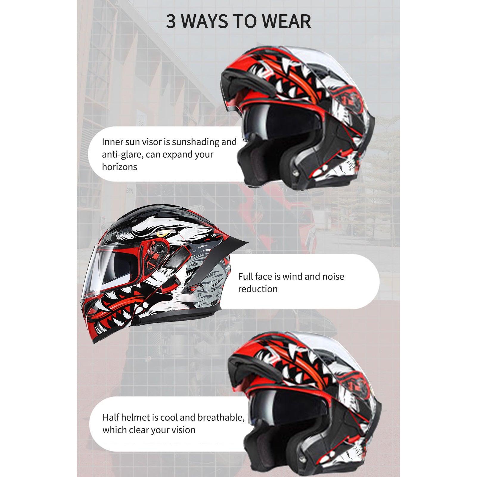 XL Dual Visor Flip up Full Face Motorcycle Helmet A40329