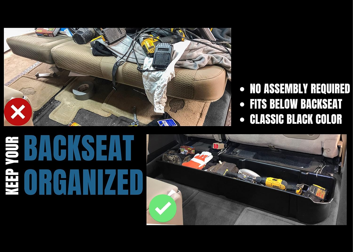 Under Seat Storage Box for Ford F-150 SuperCrew and SuperDuty Crew Cab A6223