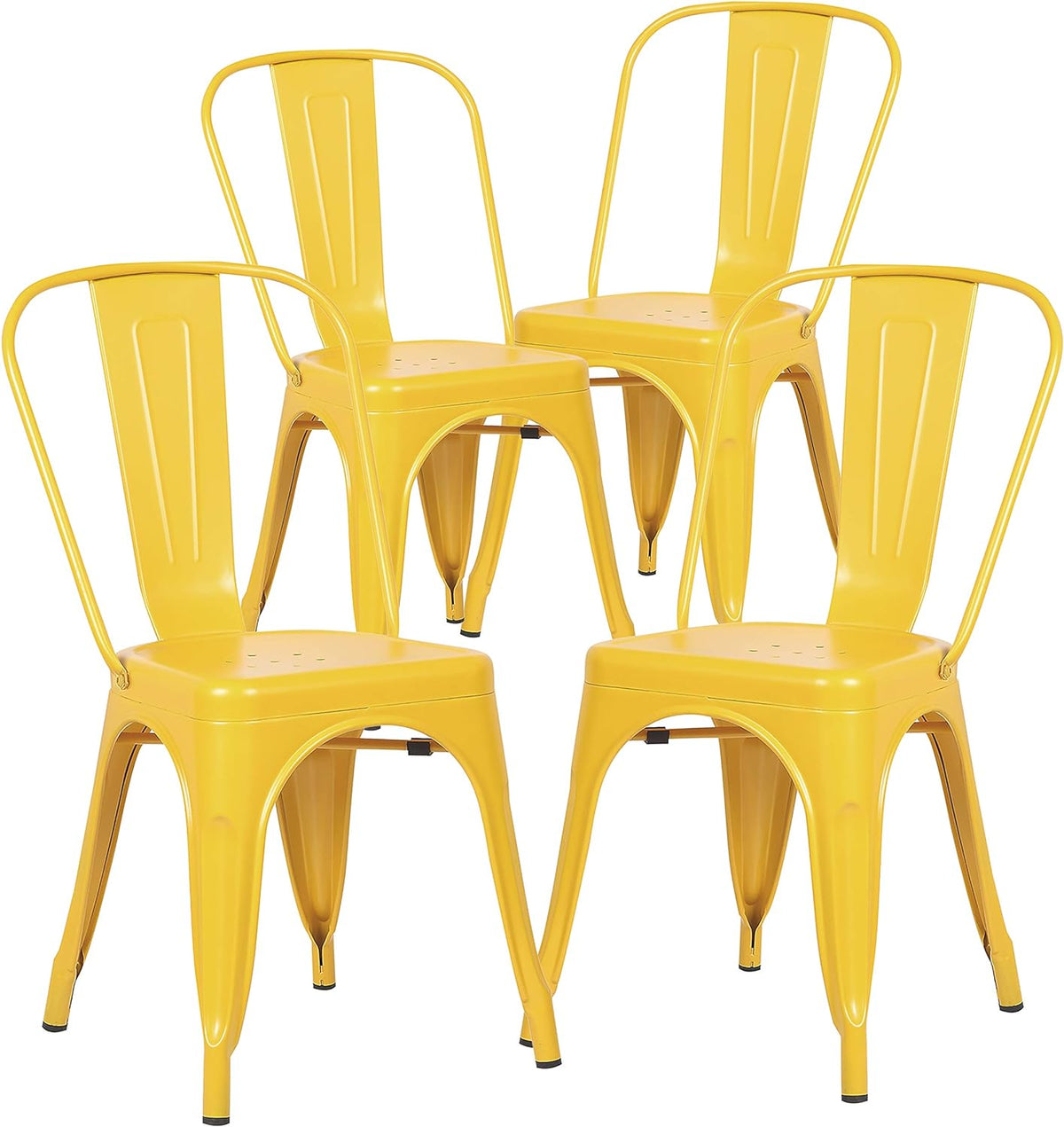 Yellow Metal Stackable Dining Chair (Set of 4) C853