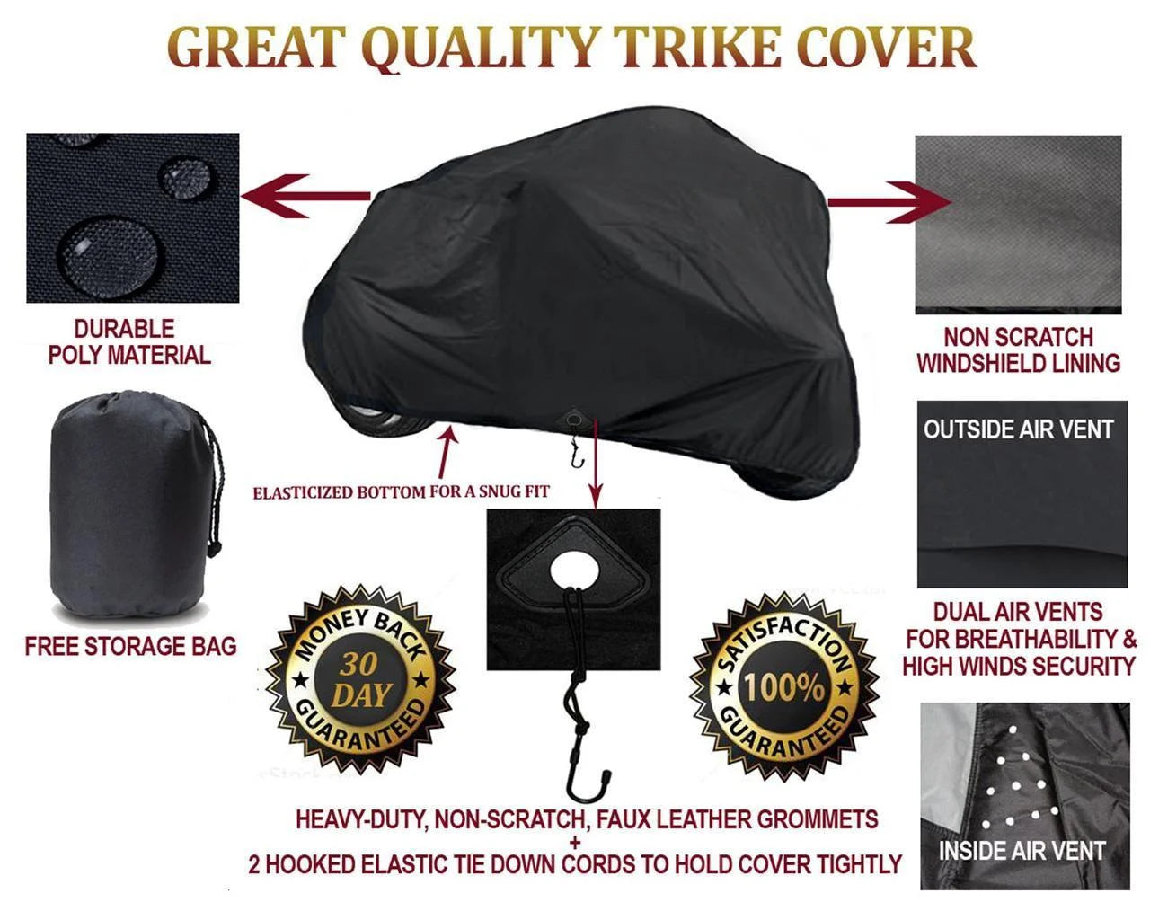 Trike Cover for Can-Am Roadster Spyder RT-S SE5 3-Wheeler M1828