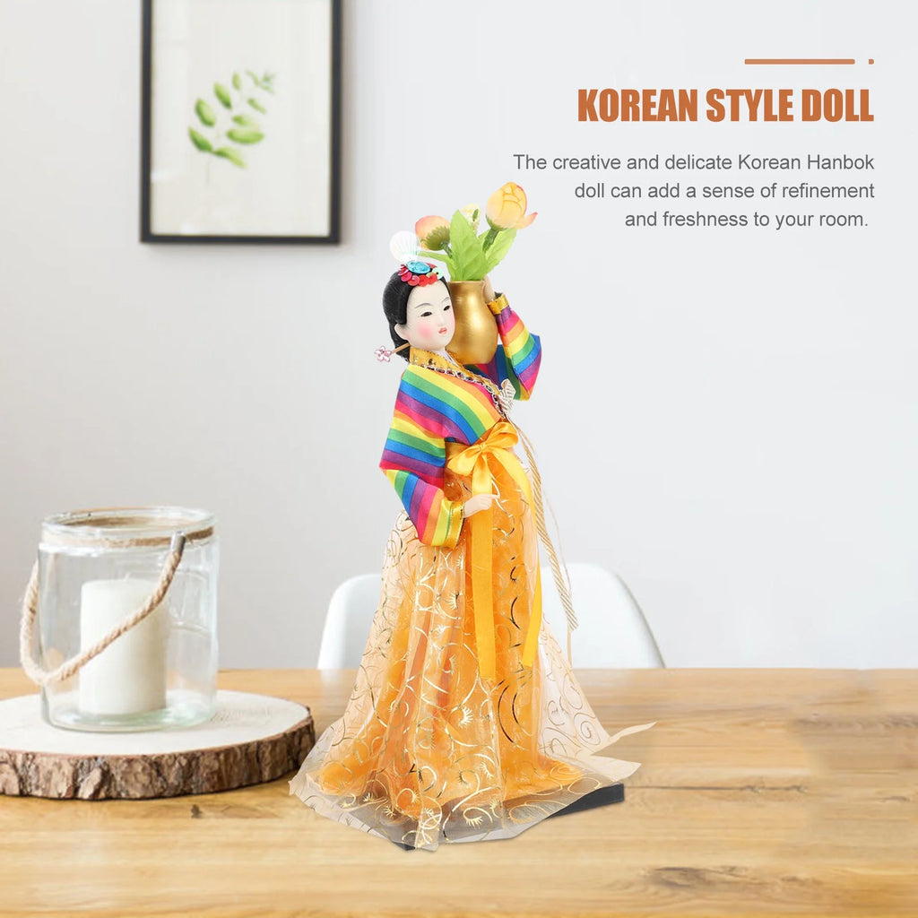 Doll Hanbok Korean Geisha Figure Figurine Traditional Asian Collectible Kimono Antique Dress V55387