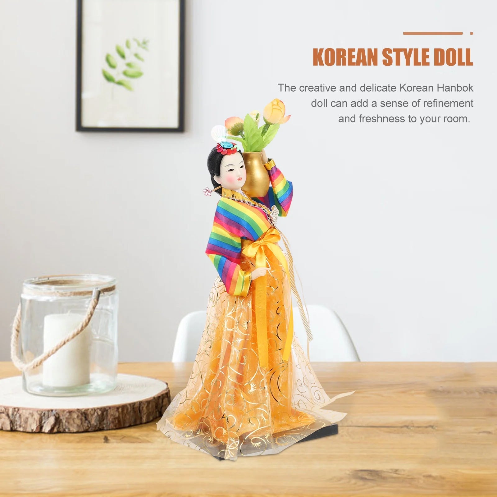 Doll Hanbok Korean Geisha Figure Figurine Traditional Asian Collectible Kimono Antique Dress V55387