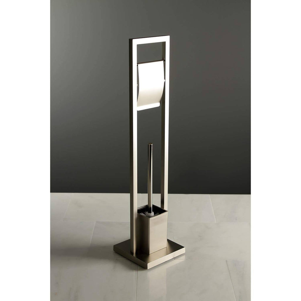 Polished Chrome Pedestal Toilet Paper Holder with Toilet Brush Holder F72429