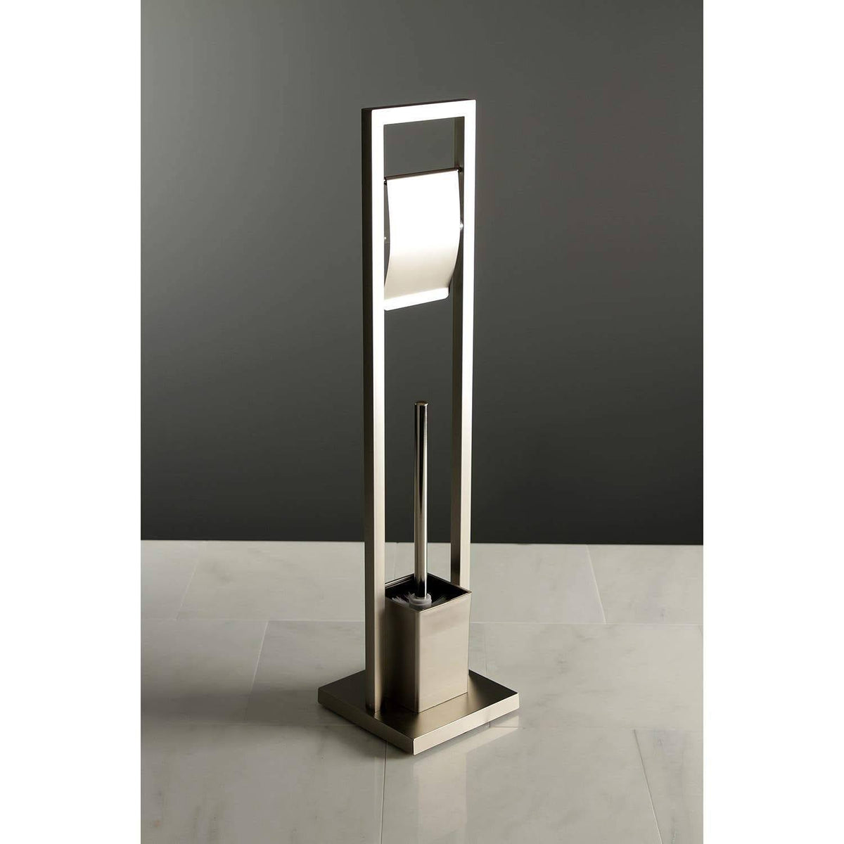 Polished Chrome Pedestal Toilet Paper Holder with Toilet Brush Holder F72429