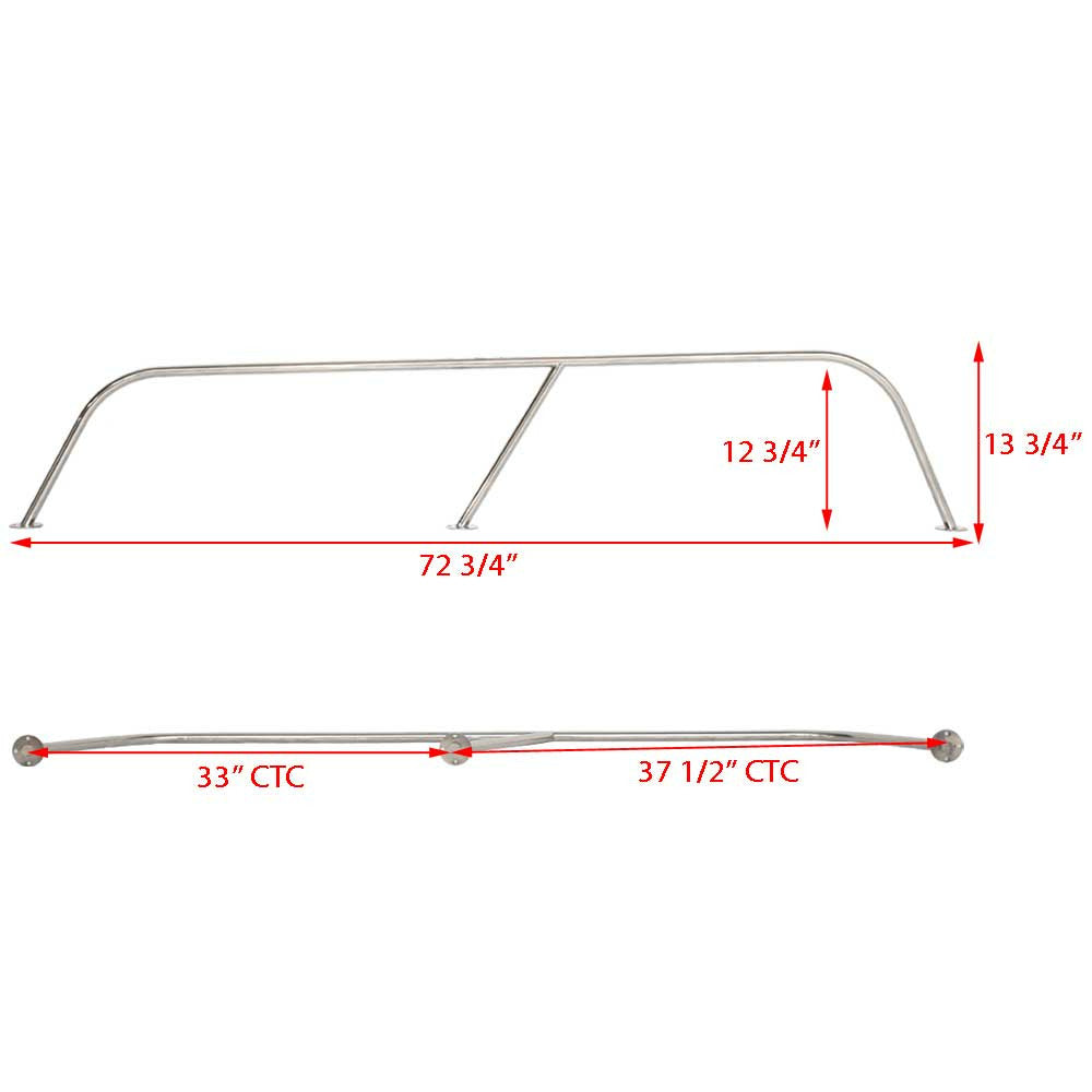 Polished Stainless Steel Boat Grab Rail 72 3/4 x 13 3/4 Inch G74060