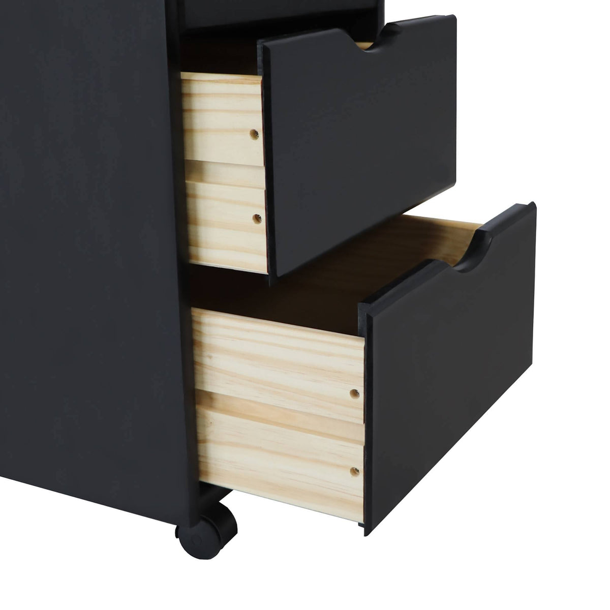 6+2 Drawer Wide Roll Cart - Black J858