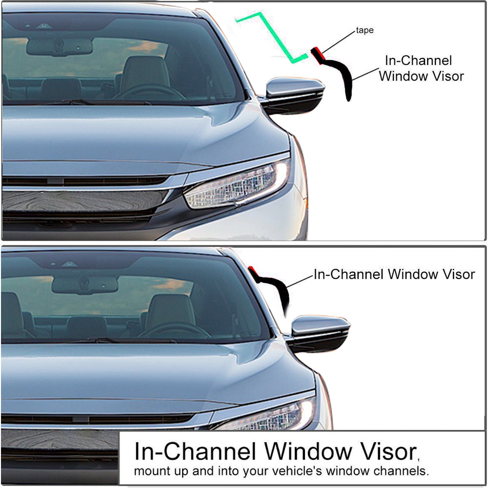 Smoke Window Visor Wind Rain Deflector In-Channel J371819