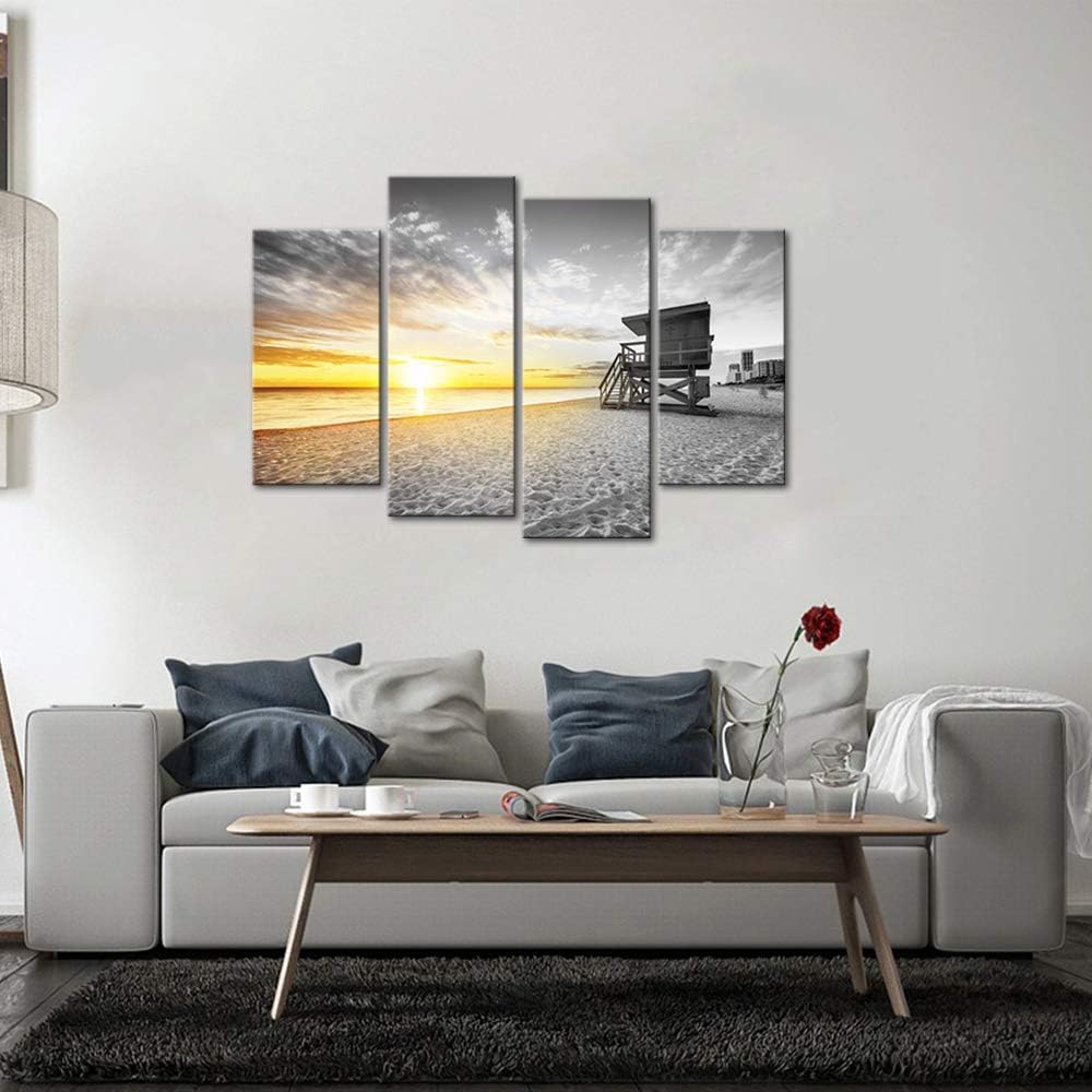 4 Pieces Beach Wall Art Canvas Print Framed B845314