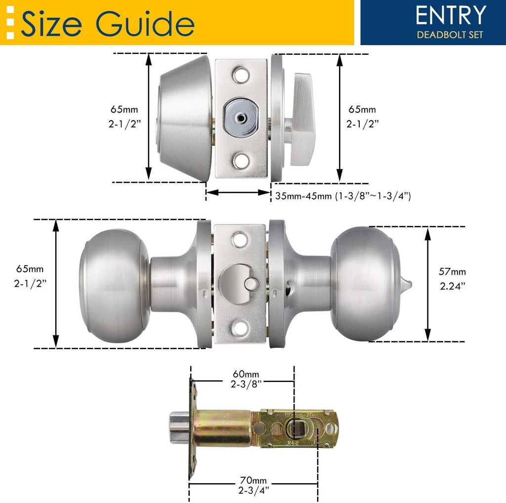4 Pack Satin Nickel Entry Door Knob and Single Cylinder Deadbolt Combo Pack H28330
