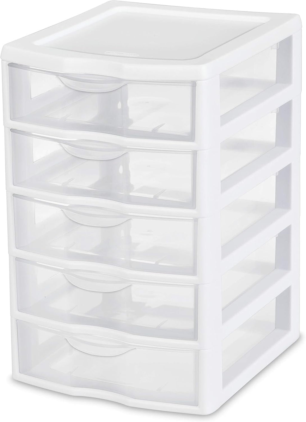 White 5 Drawer Unit with Clear Drawers, 4-Pack J390