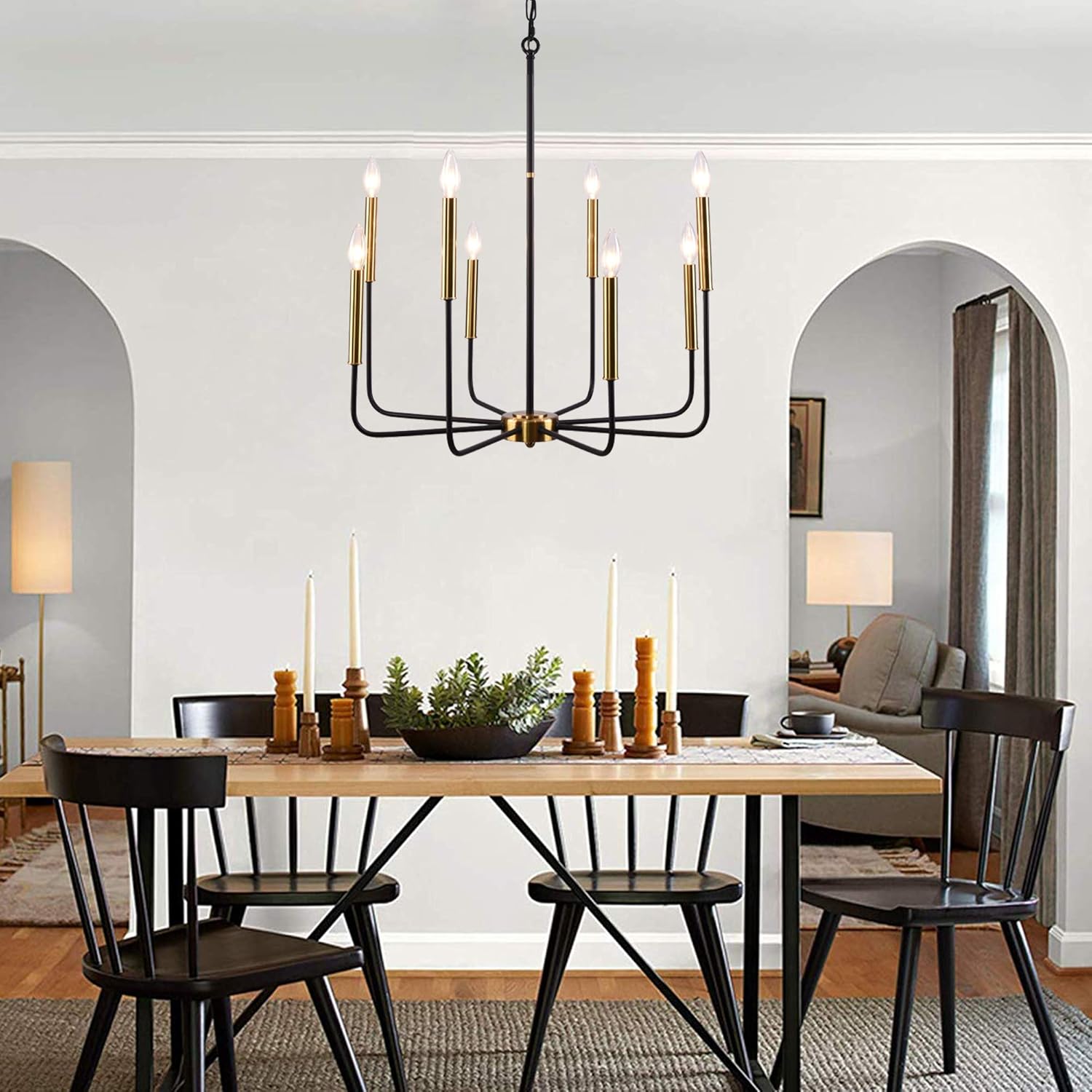 8 Lights Gold Farmhouse Chandelier Ceiling Light Fixture K1953