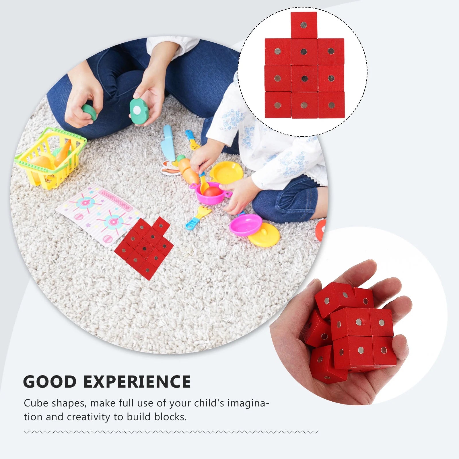 10 Pcs Wooden Magnetic Cube Building Blocks F71328