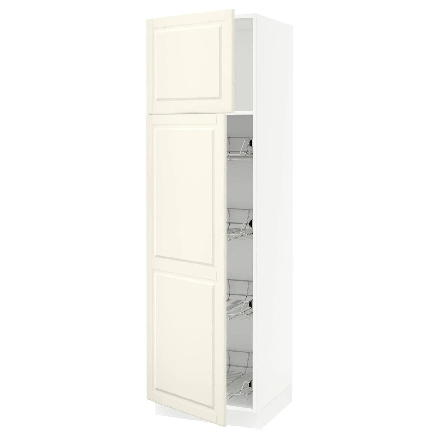 White High Cabinet with Door and Wire Baskets W300546