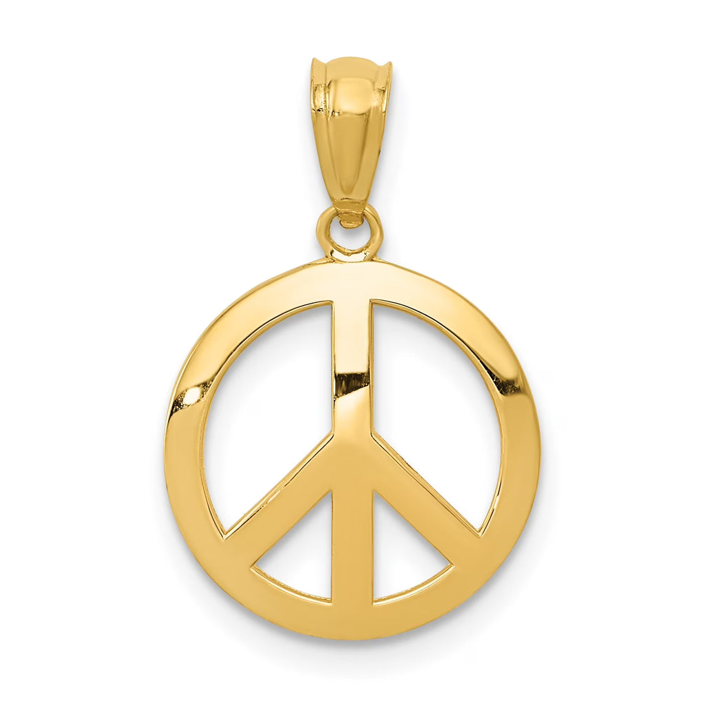 10K Yellow Gold Polished Peace Sign Circle Pendant Charm Y44024