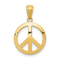 10K Yellow Gold Polished Peace Sign Circle Pendant Charm Y44024