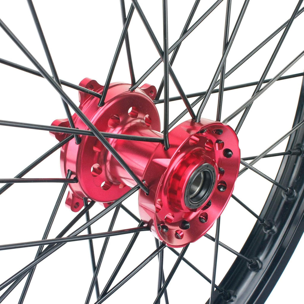 Front 21" Rear 18" Wheel Complete Set Red Hubs Rims Spokes Y8985