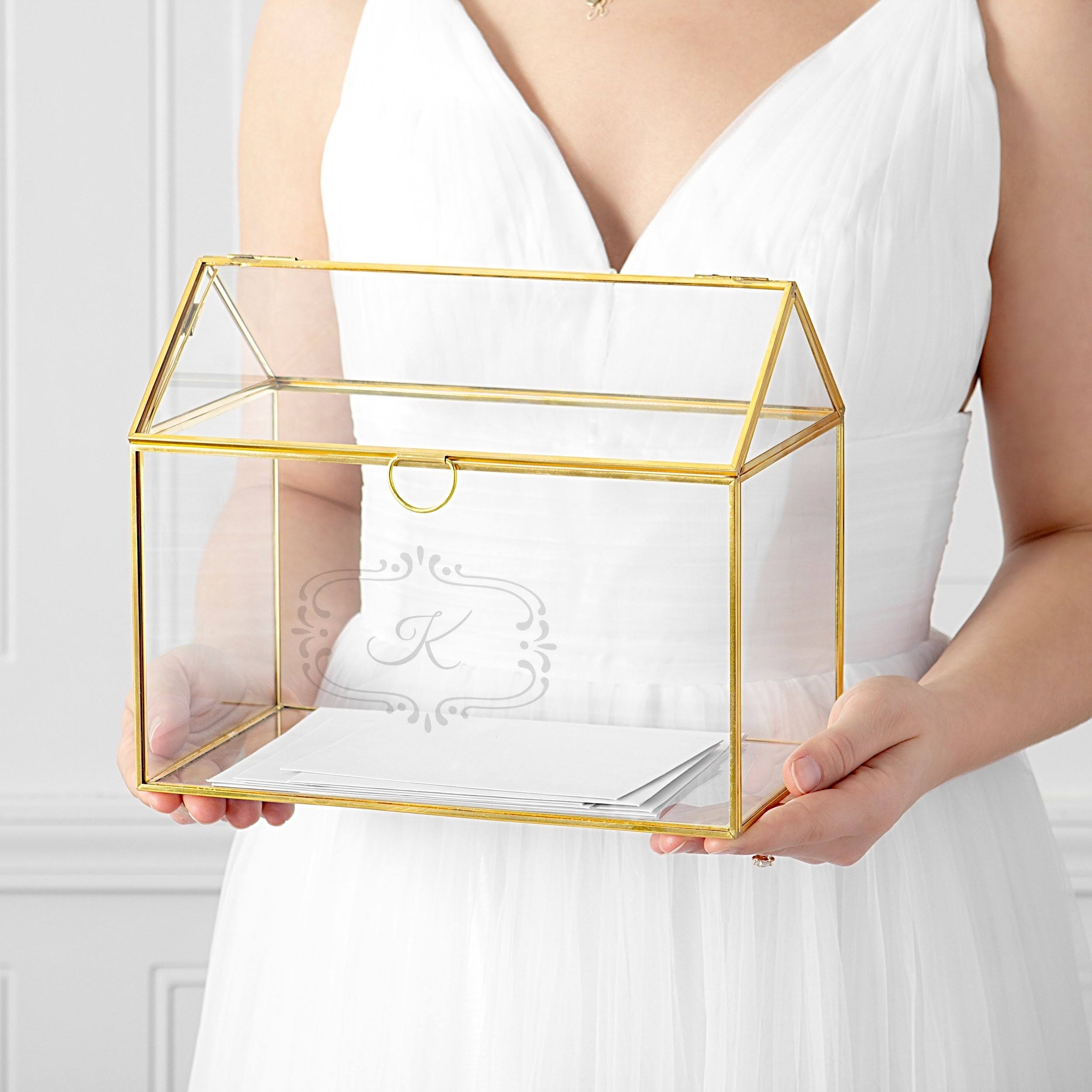 Gold Glass Terrarium Card Holder Z1934