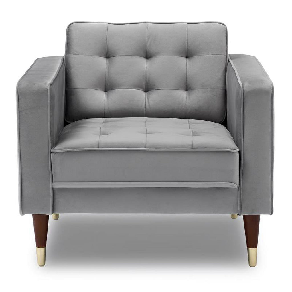 Gray Velvet Upholstered Tufted Club Chair R682596