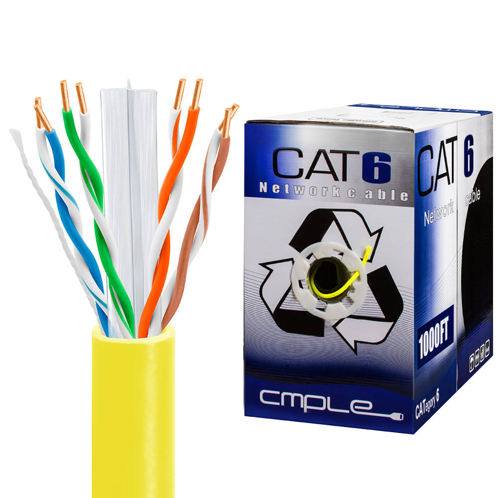 Cat6 Bulk 23AWG Ethernet LAN Network Cable 1000 ft Yellow Y655
