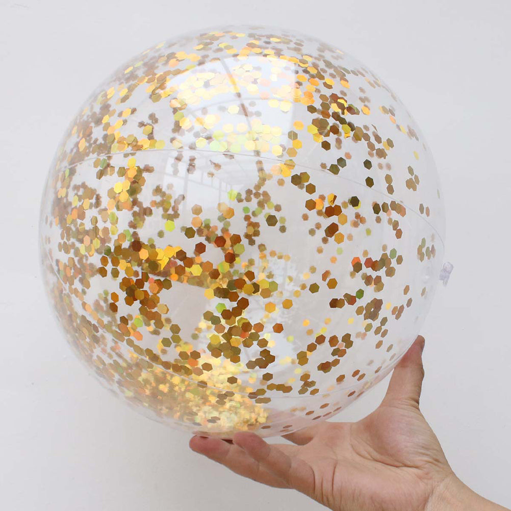 2pcs Glitter Sequin Beach Balls Inflatable PVC Ball Toys with Pumps I9889