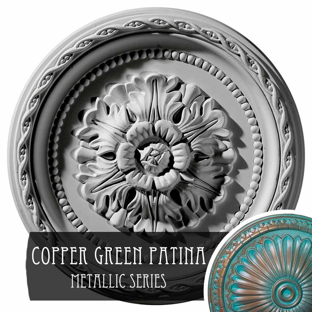 Hand-Painted Copper Green Patina Ceiling Medallion O878