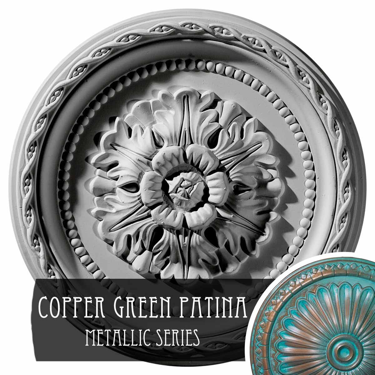 Hand-Painted Copper Green Patina Ceiling Medallion O878