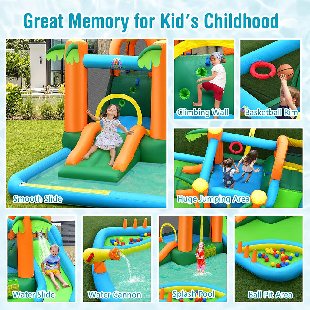 Inflatable Water Slide with Splash Pool, Climbing Wall J65477