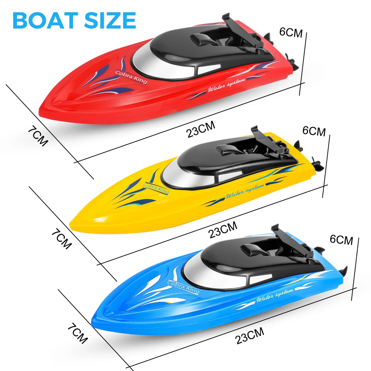 3 Pack 2.4 GHz RC Boat with 6 Rechargeable Batteries F3043