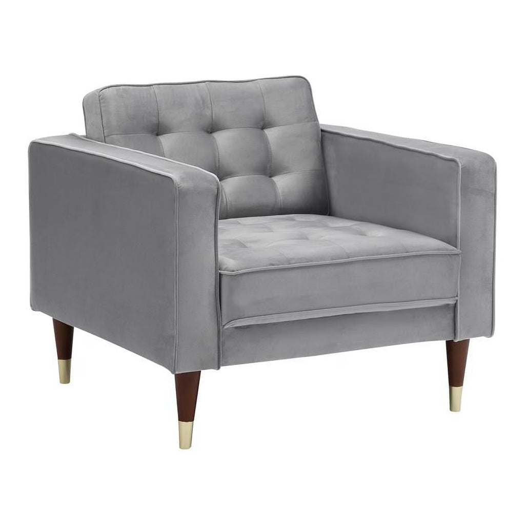 Gray Velvet Upholstered Tufted Club Chair R682596