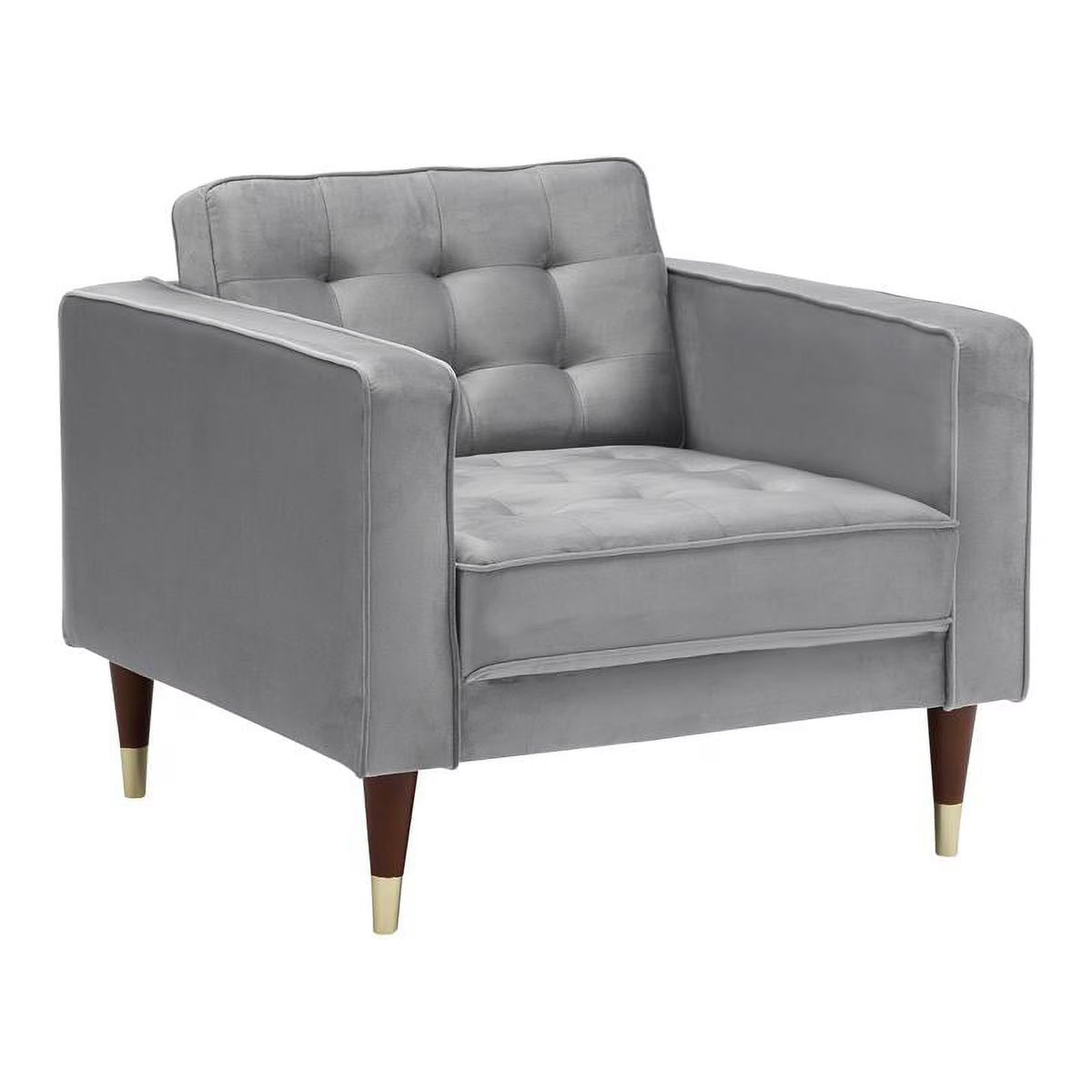 Gray Velvet Upholstered Tufted Club Chair R682596