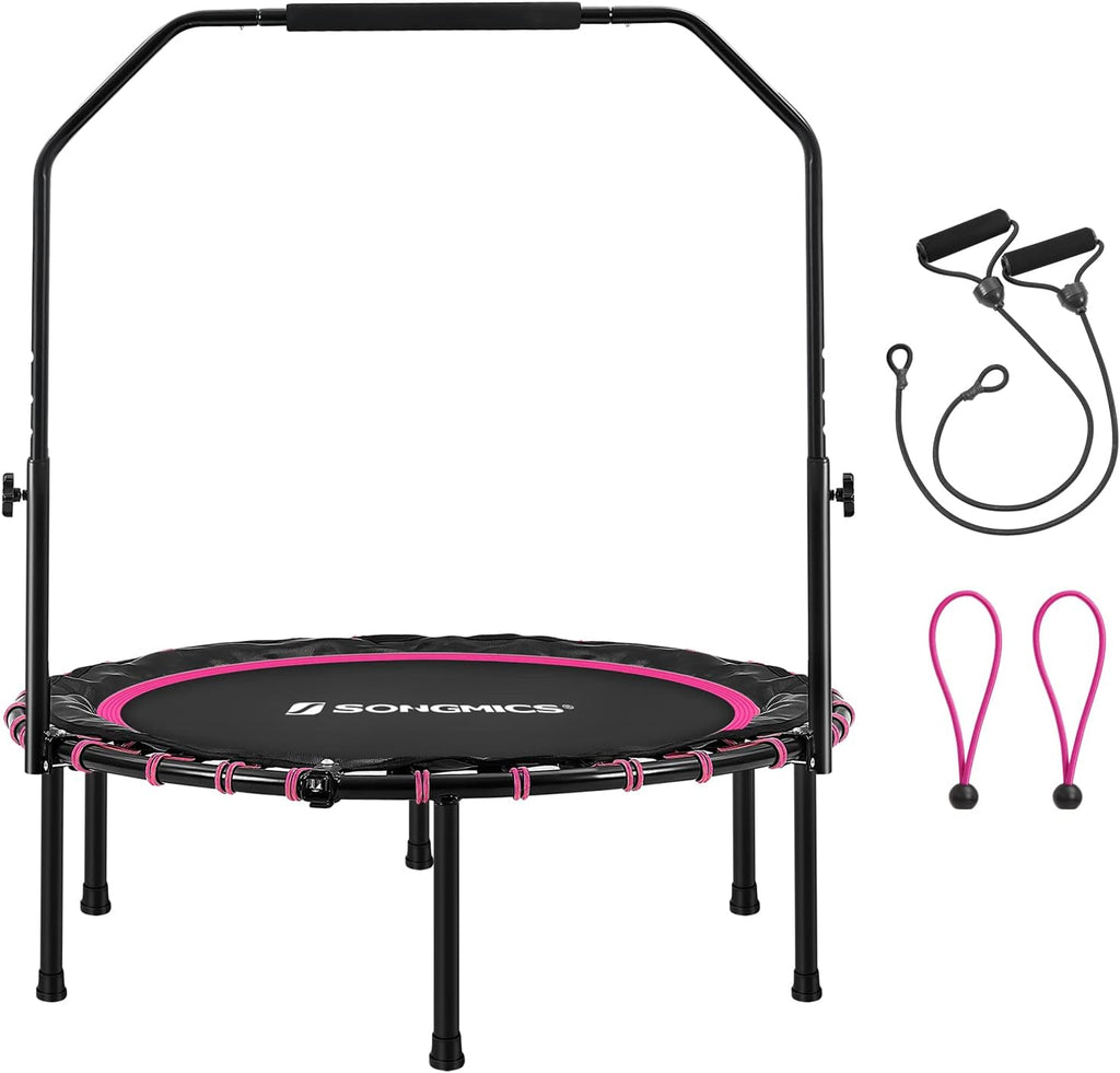 40 Inch Mini Fitness Trampoline with Bungee Cords Adjustable Bar Foldable U953