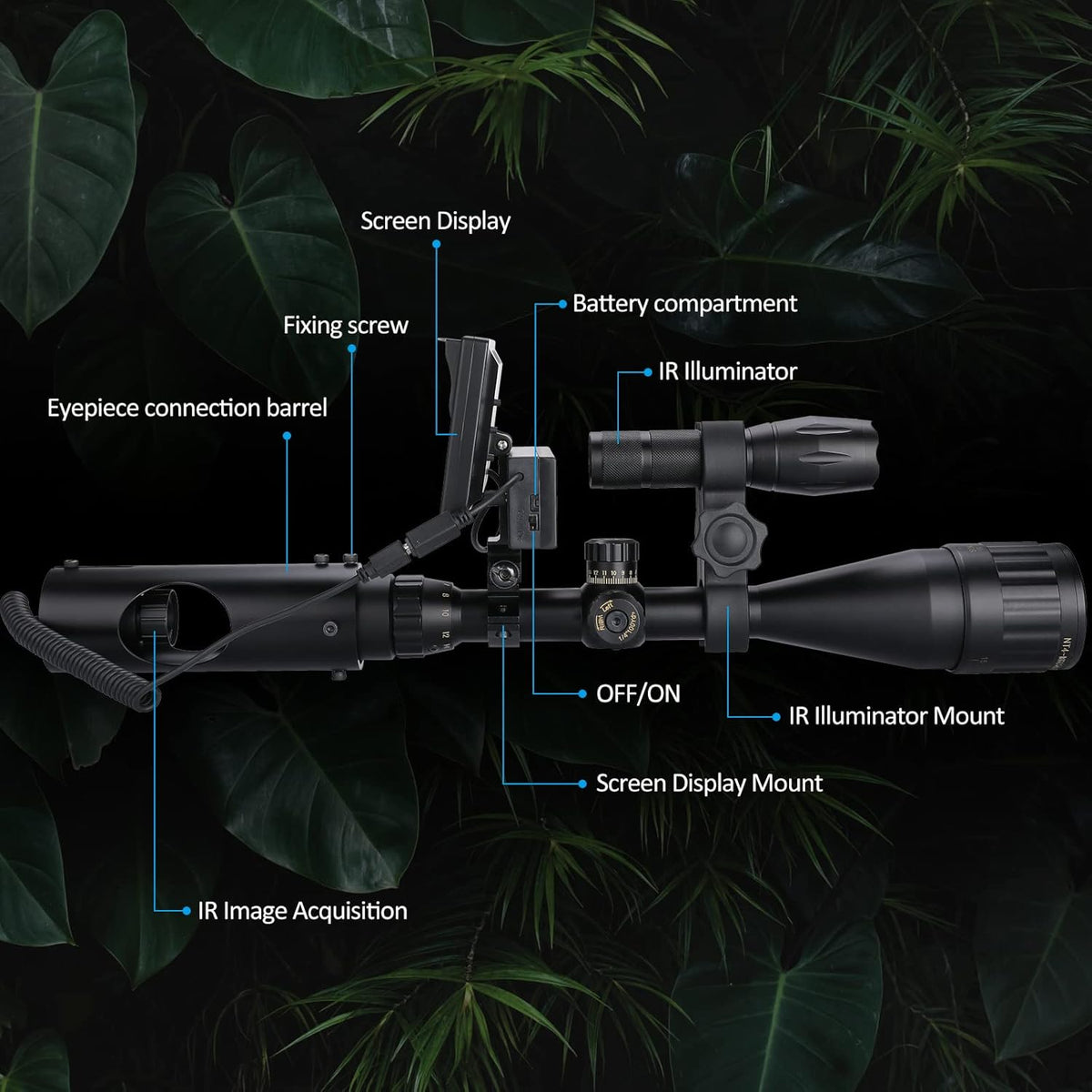Digital Night Vision Scope with IR Flashlight and 5'' Screen R441039