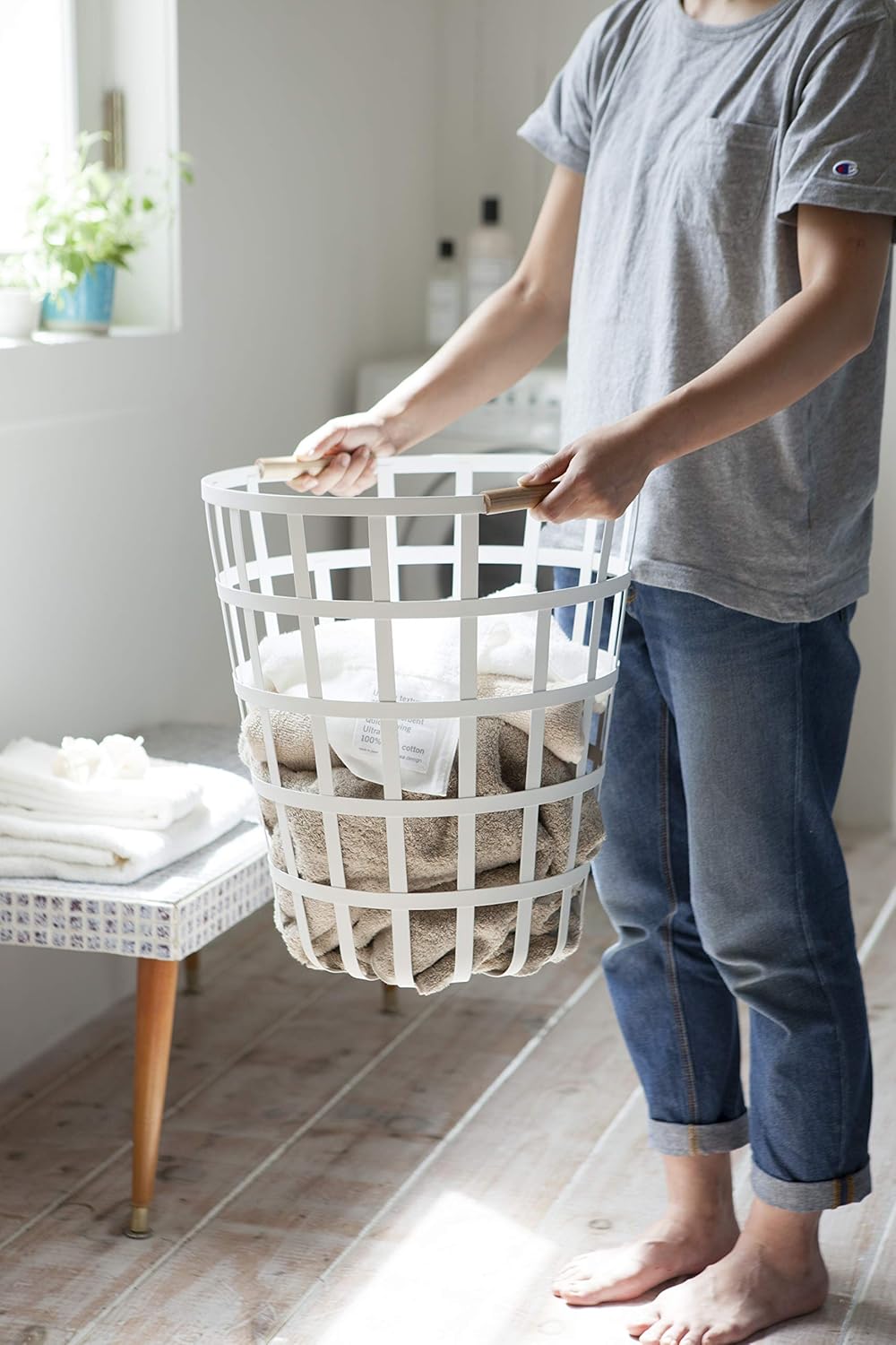 White Round Laundry Basket, Pack of 2 X78767