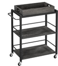 Charcoal Gray and Black Bar Cart with Wheels and Handle J575