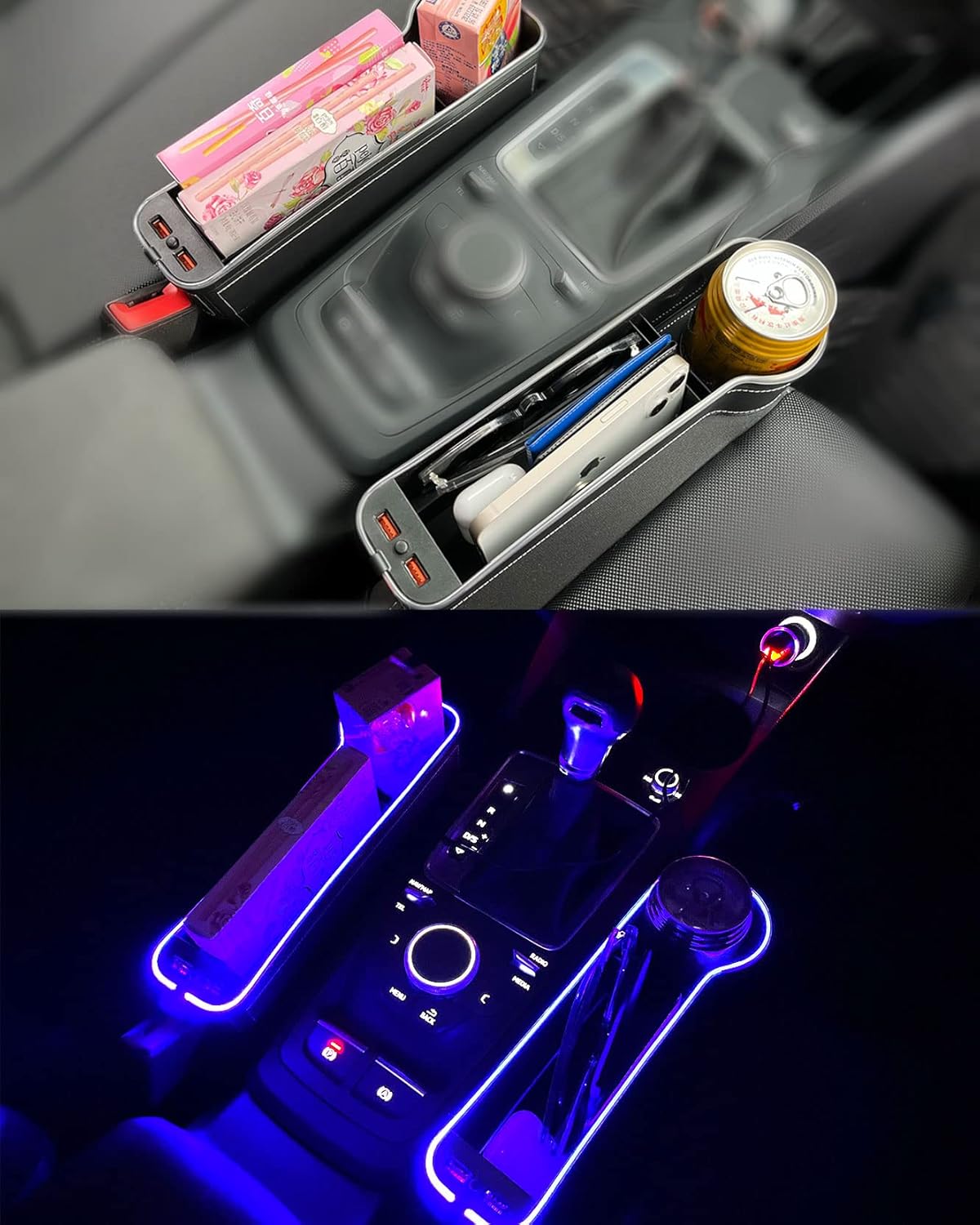 Car Seat Gap Filler Organizer with Led Light, Pack of 2 C68807