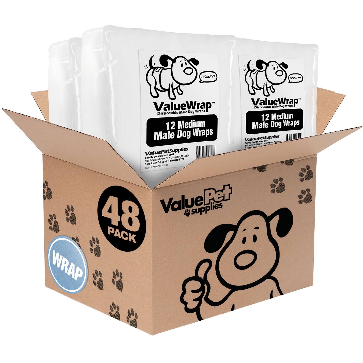 Disposable Male Dog Diapers, 2-Tabs Medium, 48 Count P462122