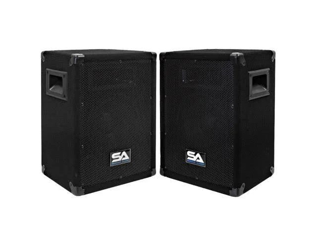 Pair of 8 inch DJ Speakers with 35& Speaker Cables Y4214