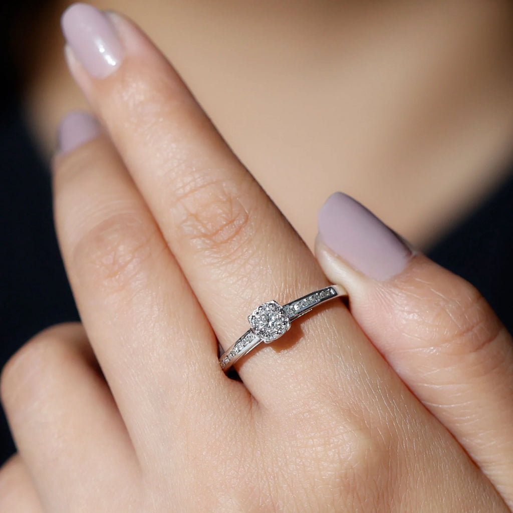 14K White Gold Diamond Engagement Ring U2189