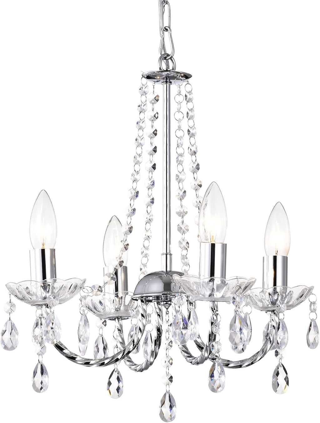 Small Chandelier Chrome 4 Light Candle Chandelier 15 Inches Wide M465734