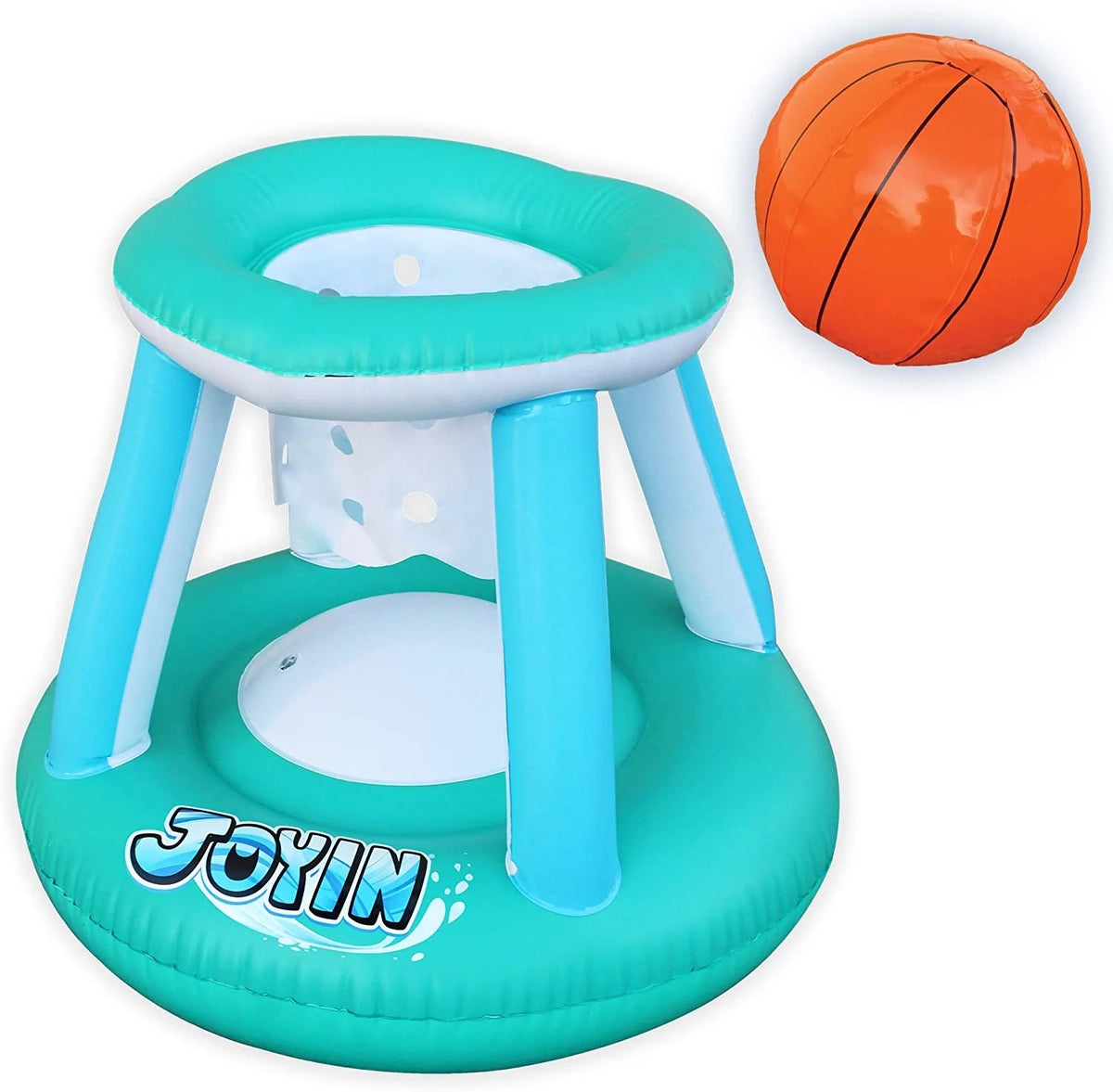 Inflatable Pool Float Set with Volleyball Net & Basketball Hoops Balls R65954
