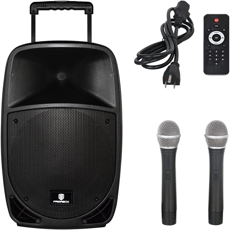 12-Inch 500 Watt Powered DJ/PA Speaker with Bluetooth and Wireless Microphones G792203