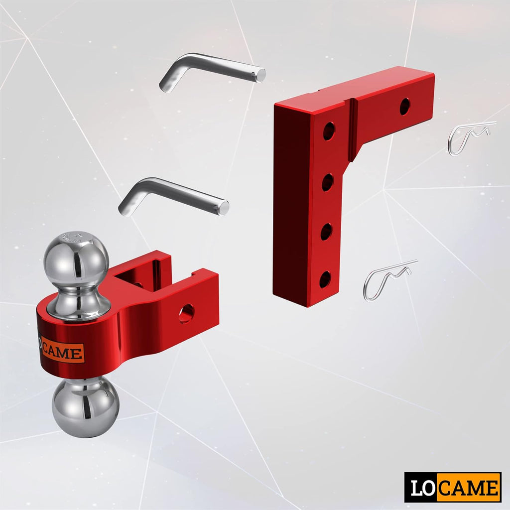 Adjustable Aluminum Trailer Hitch with Double Stainless Steel Pins, Red I711768