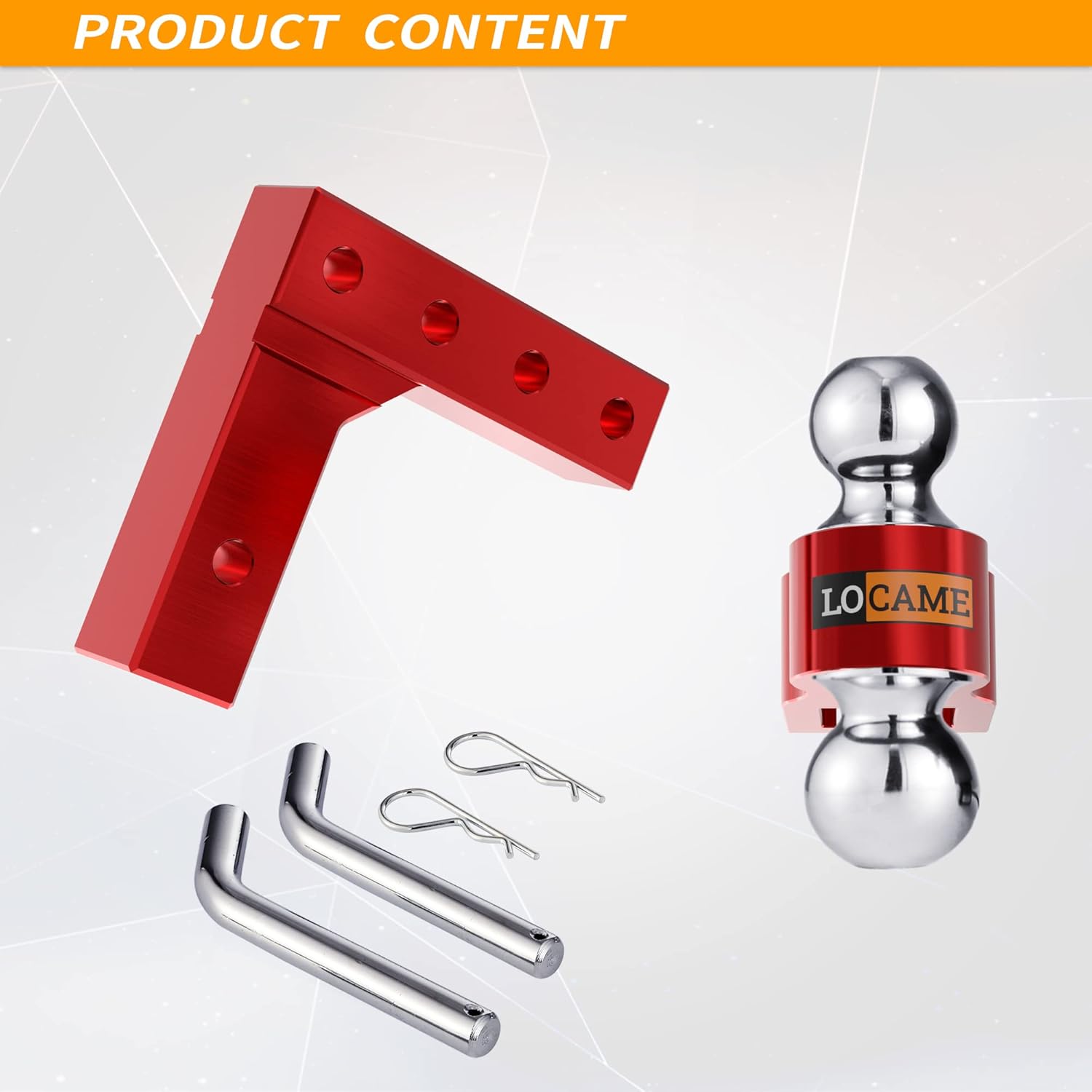 Adjustable Aluminum Trailer Hitch with Double Stainless Steel Pins, Red I711768