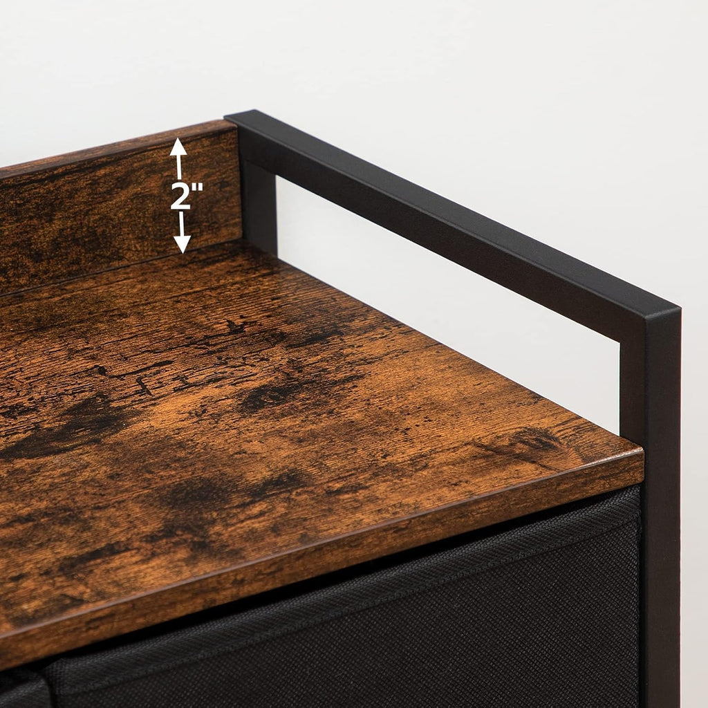 5 Drawer Dresser with Steel Frame and Wood Top D766