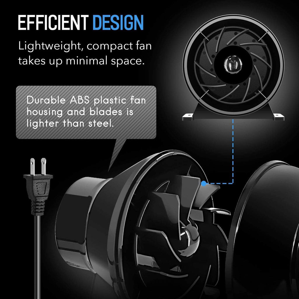 4 Inch 195 CFM Inline Circulation Vent Blower and Air Carbon Filter 8 Feet Ducting Combo, Pack of 2 M84527
