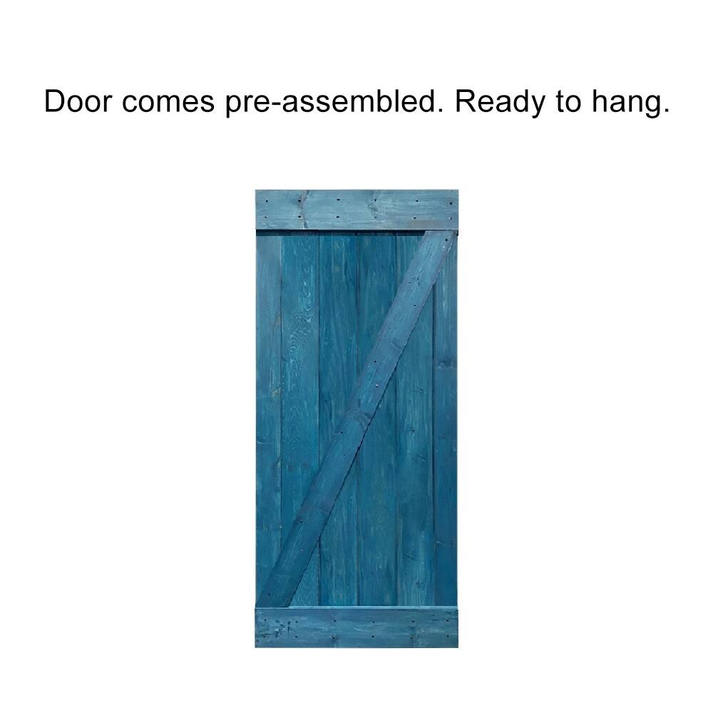 Weather Oak Stained Wood Interior Sliding Barn Door with Hardware Kit I421935