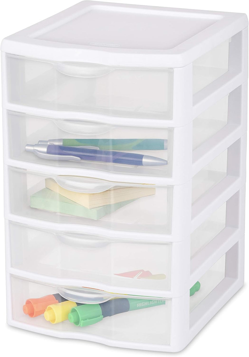 White 5 Drawer Unit with Clear Drawers, 4-Pack J390