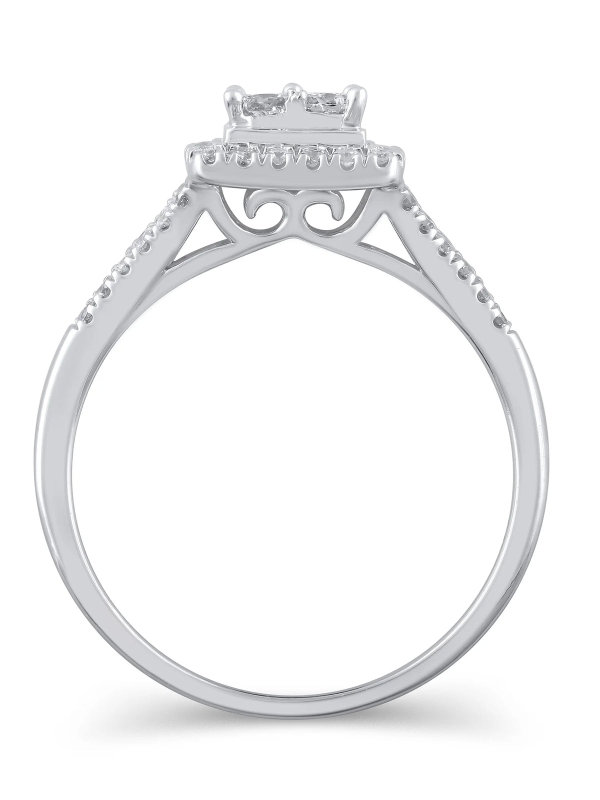 10kt White Gold Diamond Quad Engagement Ring, Size 8 R885469