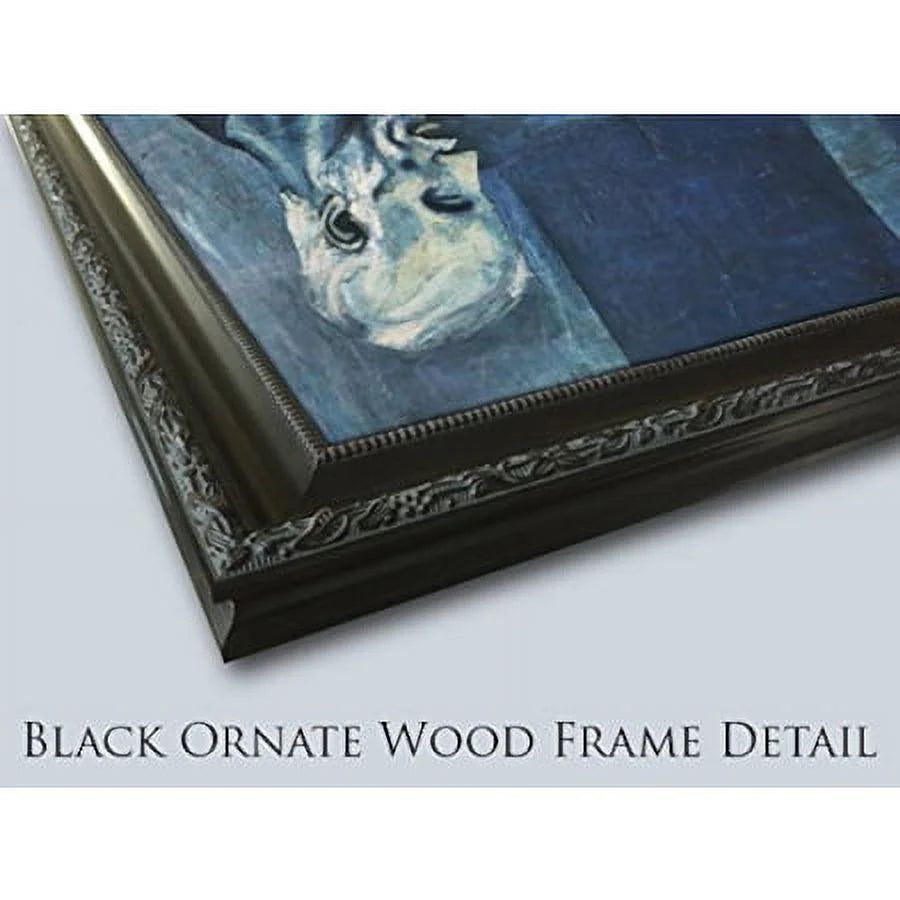 24x19 Black Ornate Wood Framed Double Matting Art Print T5309