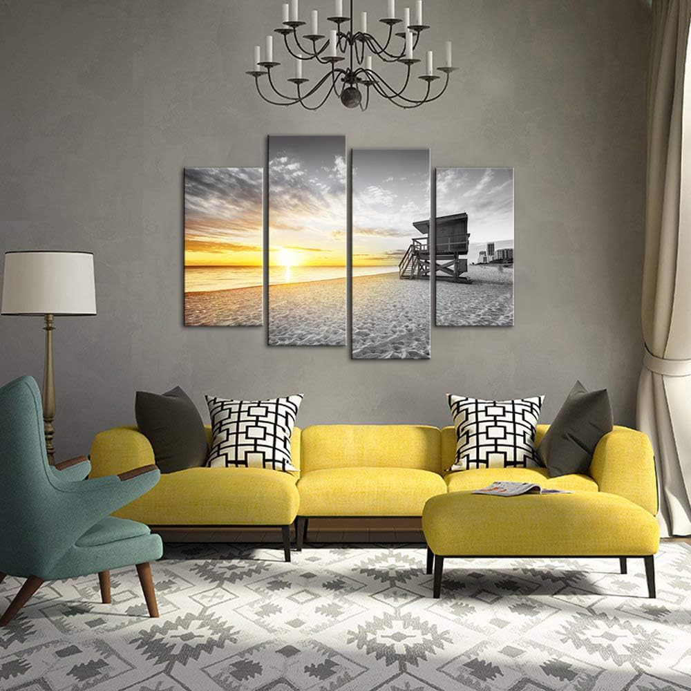 4 Pieces Beach Wall Art Canvas Print Framed B845314